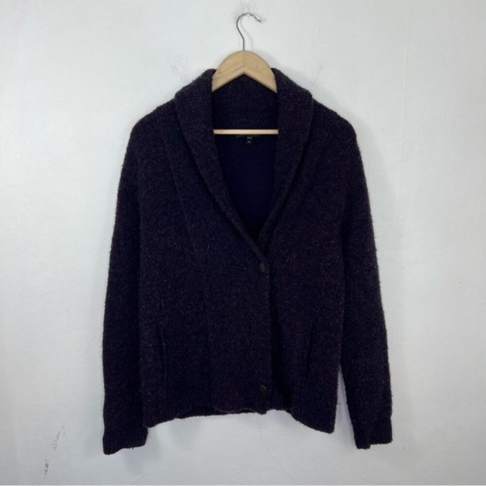 Eileen Fisher Boucle Purple Wool Collared Jacket Coat Sweater Size Medium